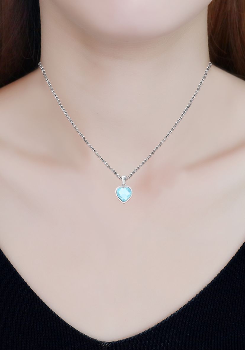 3.6 ct. t.w. Blue Topaz Heart Briolette Pendant Necklace in Sterling Silver