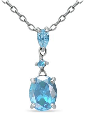 Belk & Co 2.15 ct.t.w. Swiss Blue Topaz and White Topaz Drop Pendant Necklace in Sterling Silver