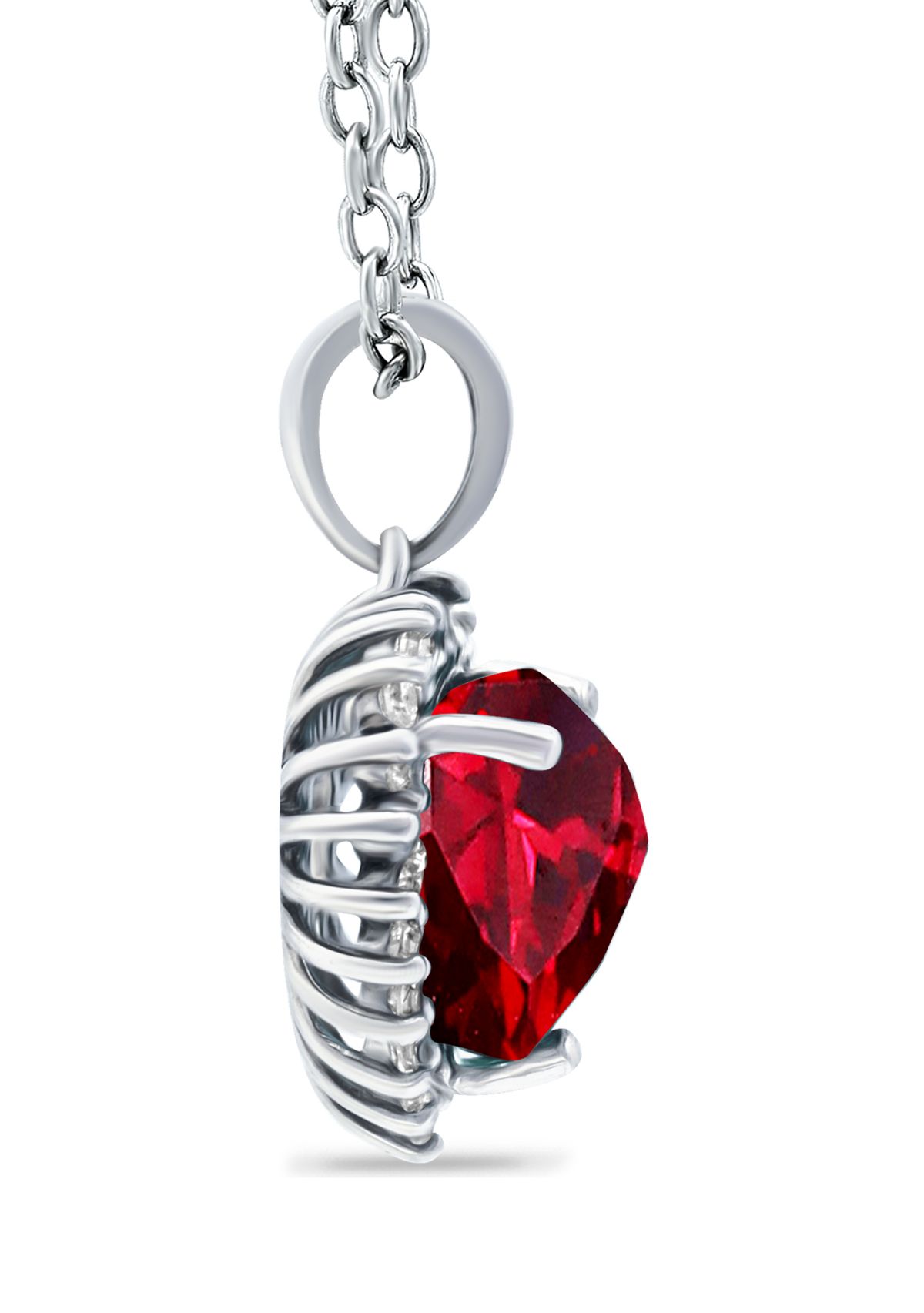 3.19 ct. t.w. Created Pink Sapphire and 1/3 ct. t.w. Created White Sapphire Heart Pendant Necklace in Sterling Silver