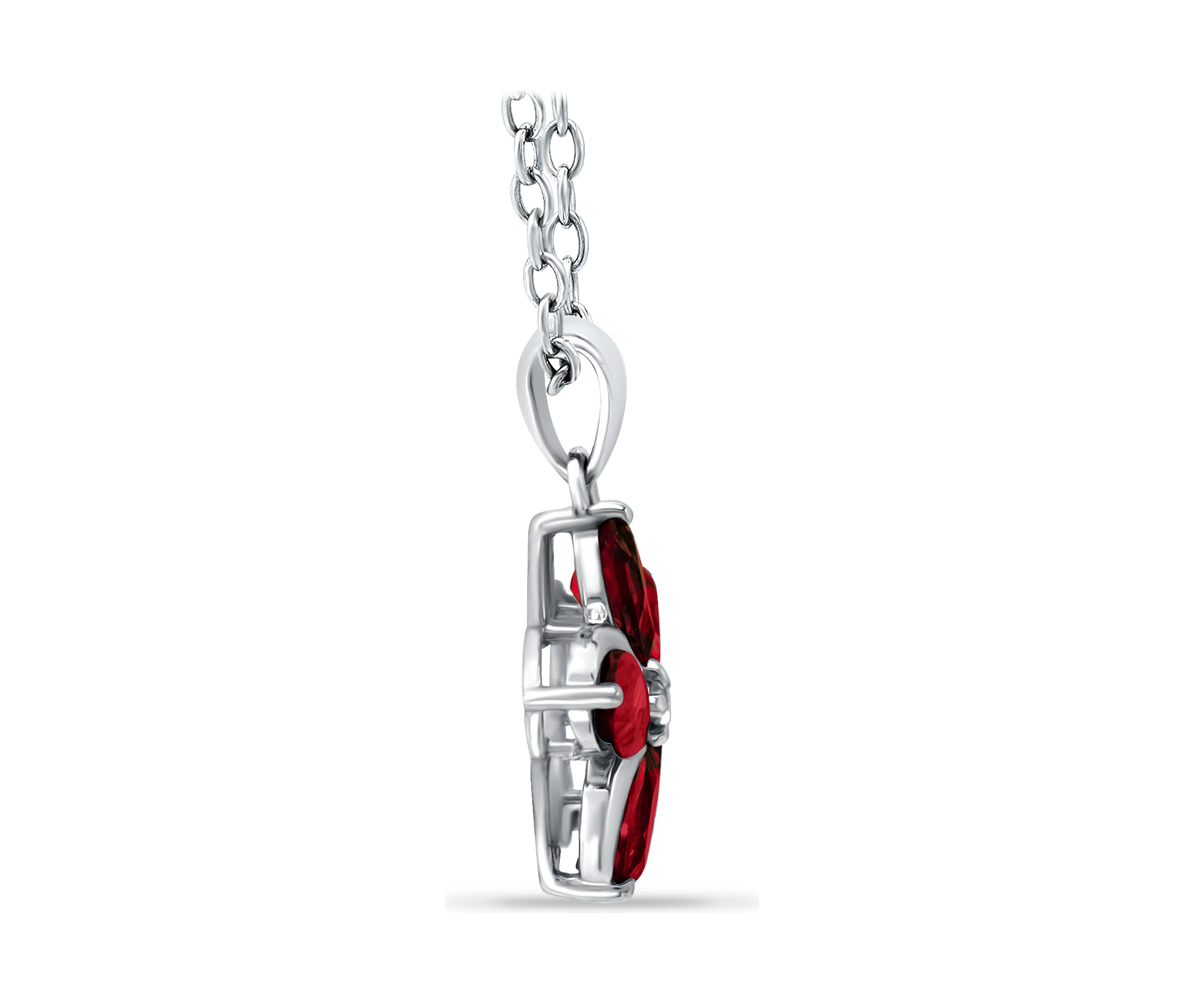 2.04 ct. t.w. Garnet and White Topaz Flower Pendant on 18 Inch Chain, Sterling Silver