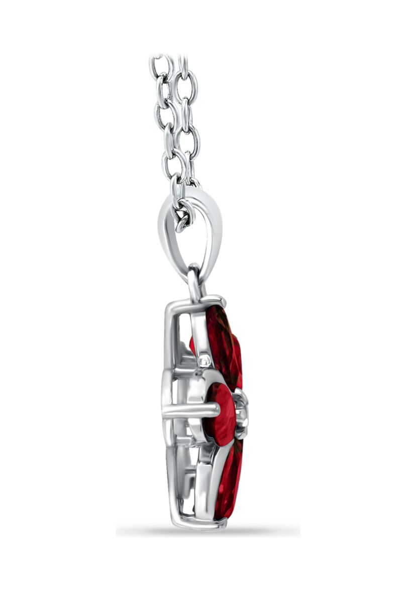 2.04 ct. t.w. Garnet and White Topaz Flower Pendant on 18 Inch Chain, Sterling Silver