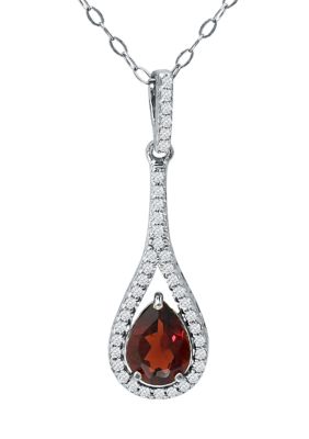 Belk & Co 1.76 ct. t.w. Amethyst and Created White Sapphire Drop Pendant on 18 Inch Chain, Sterling Silver