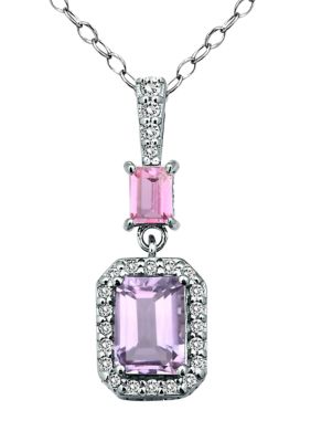 Belk & Co 1.66 ct. t.w. Amethyst and Created Pink and White Sapphire Pendant on 18 Inch Chain, Sterling Silver
