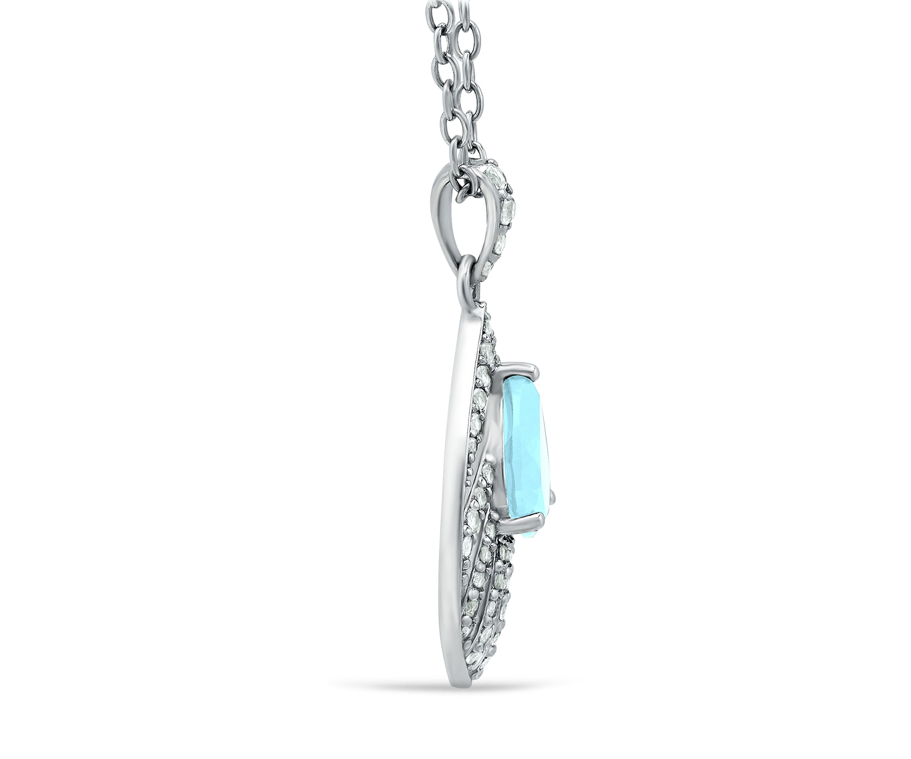 2.22ct. t.w. Blue Topaz and White Topaz Feather Pendant Necklace in Sterling Silver