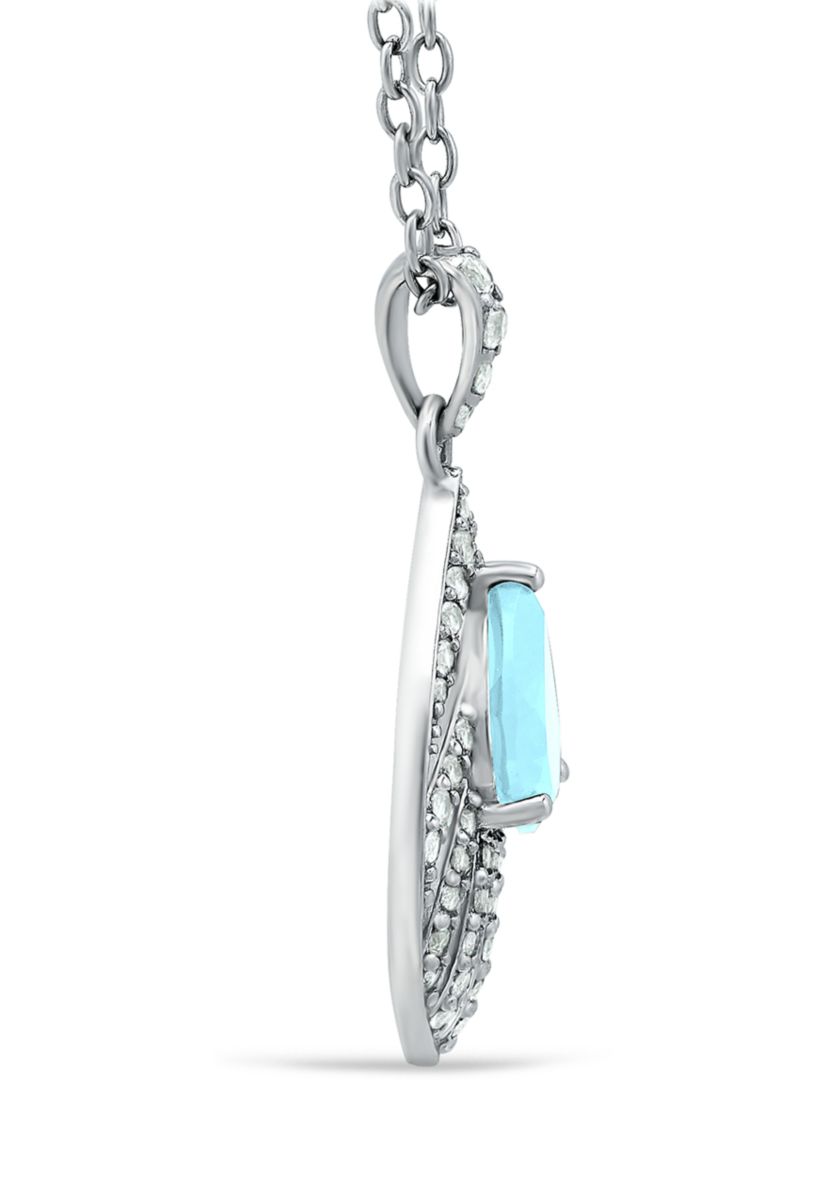 2.22ct. t.w. Blue Topaz and White Topaz Feather Pendant Necklace in Sterling Silver