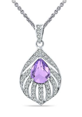 Belk & Co 1.81 ct. t.w. Amethyst and White Topaz Feather Pendant Necklace in Sterling Silver