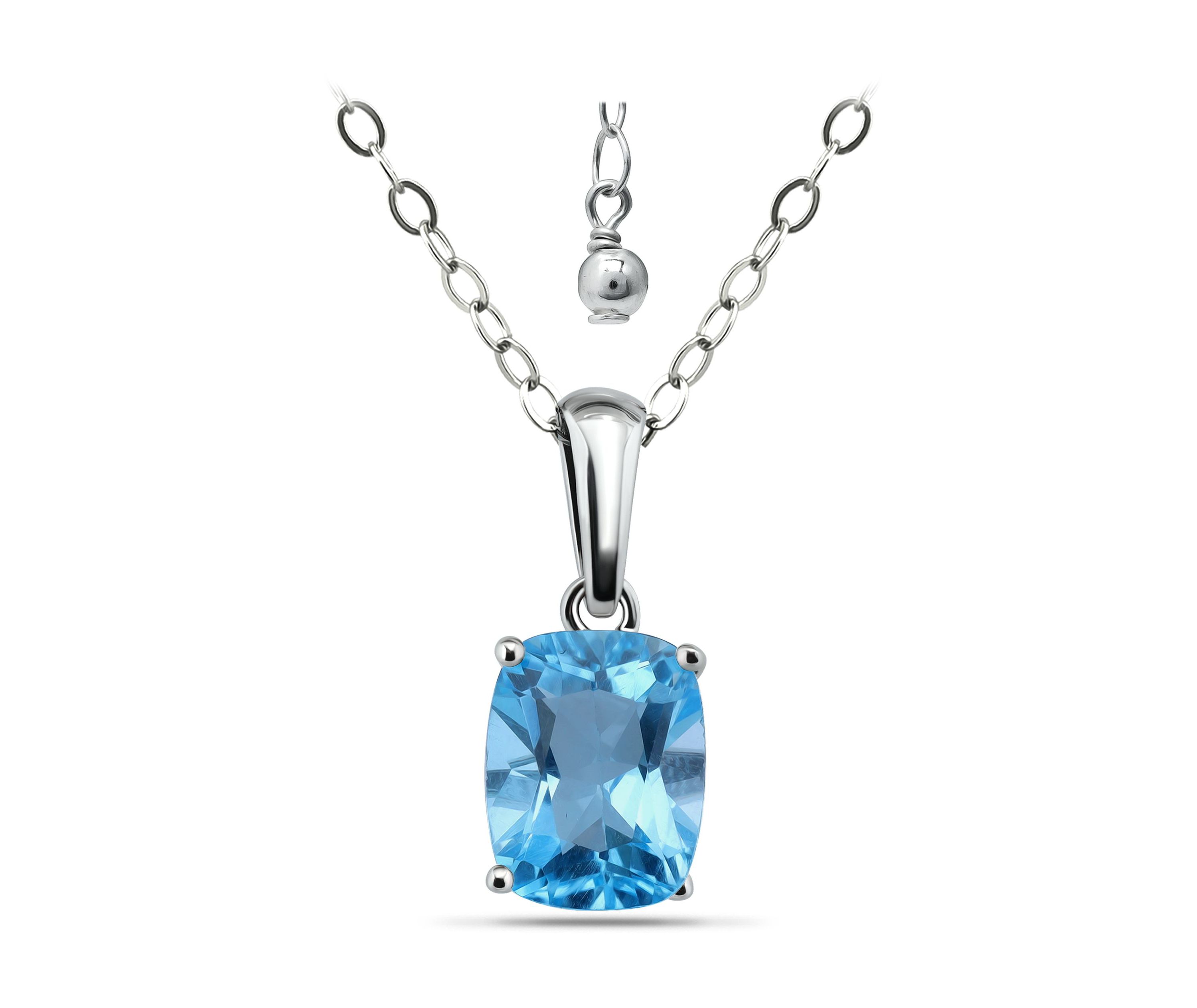 2 1/10 Cttw 9X7 Octagon Swiss Blue Topaz Pendant w/Bale, Sterling Silver, DS