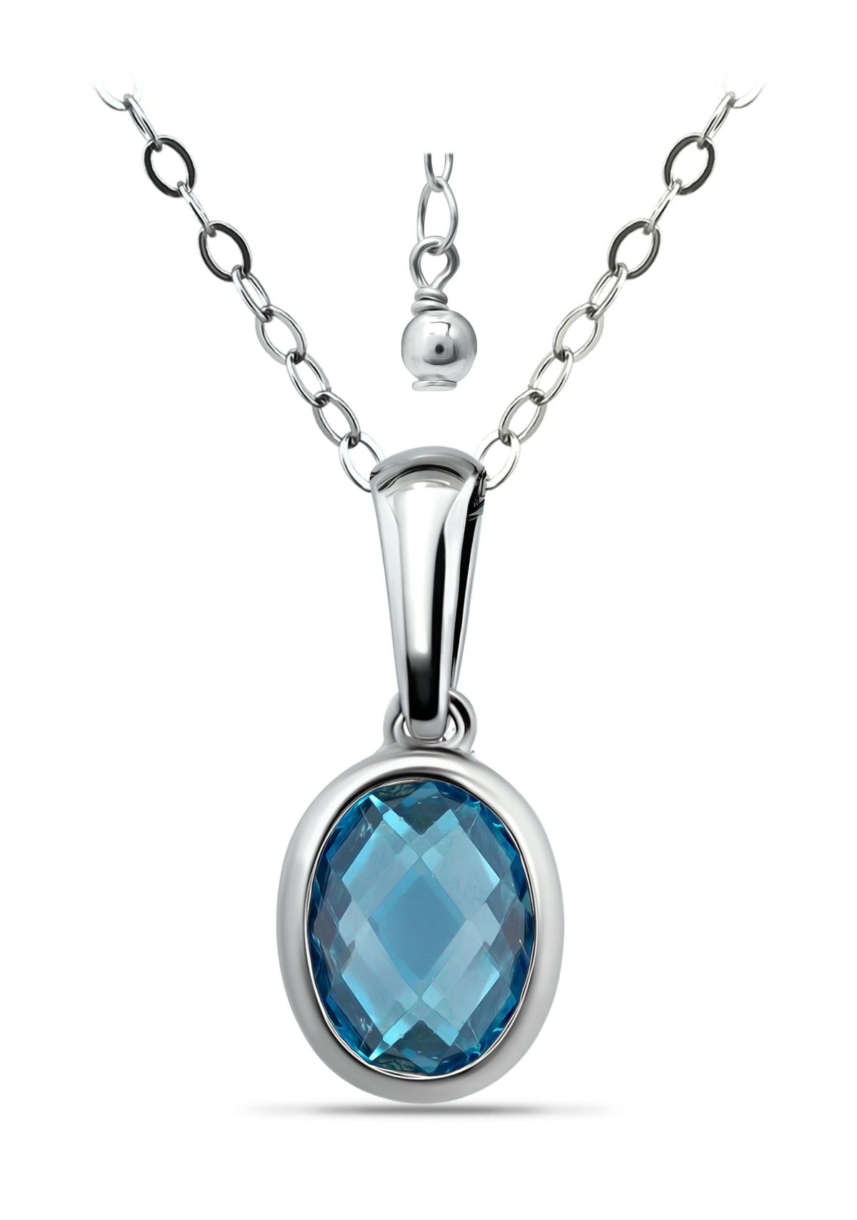 1 1/4 Cttw 8X6mm Oval London Blue Topaz Pendant w/Bale, Sterling Silver, DS