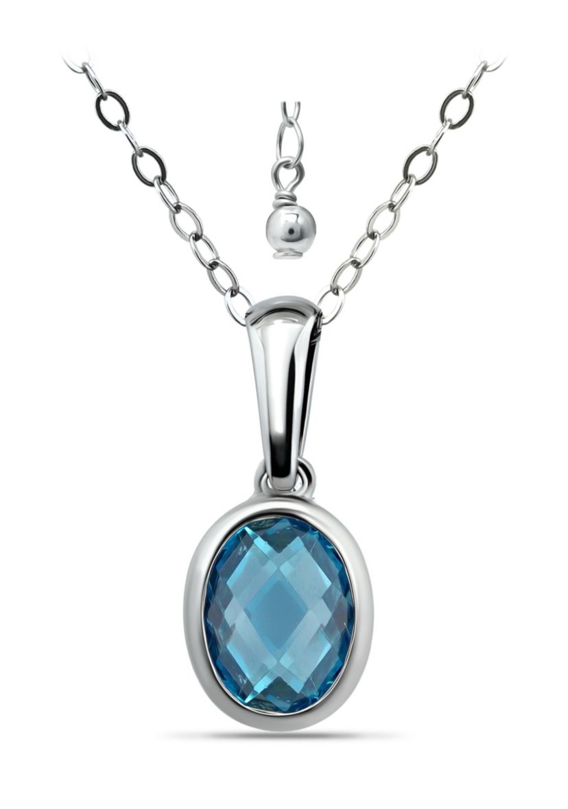 1 1/4 Cttw 8X6mm Oval London Blue Topaz Pendant w/Bale, Sterling Silver, DS