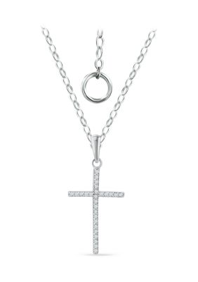 Belk & Co 1/8 Ct. T.w. Diamond Cross Pendant Necklace In Sterling Silver