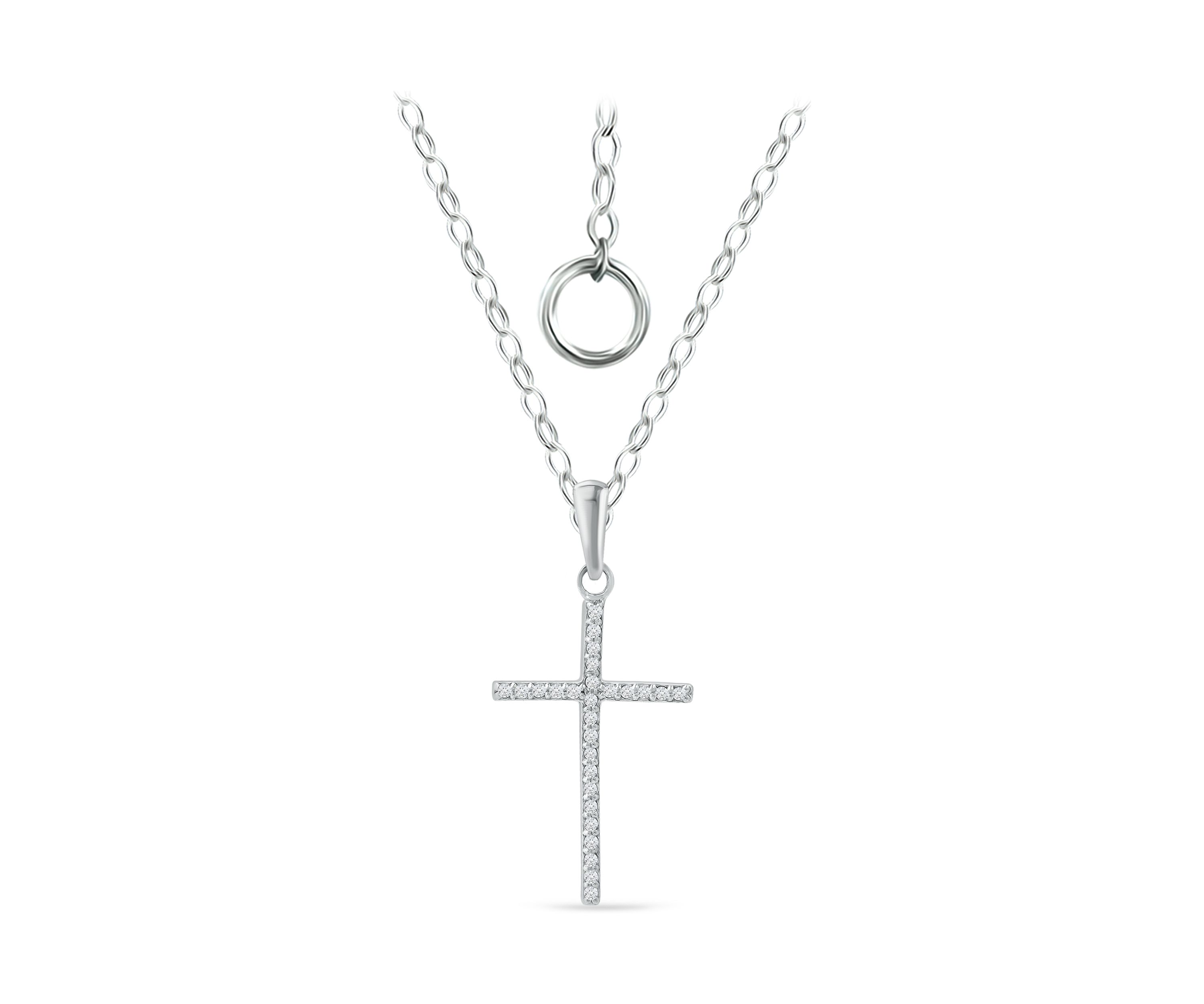 1/8 ct. t.w. Diamond Cross Pendant Necklace in Sterling Silver