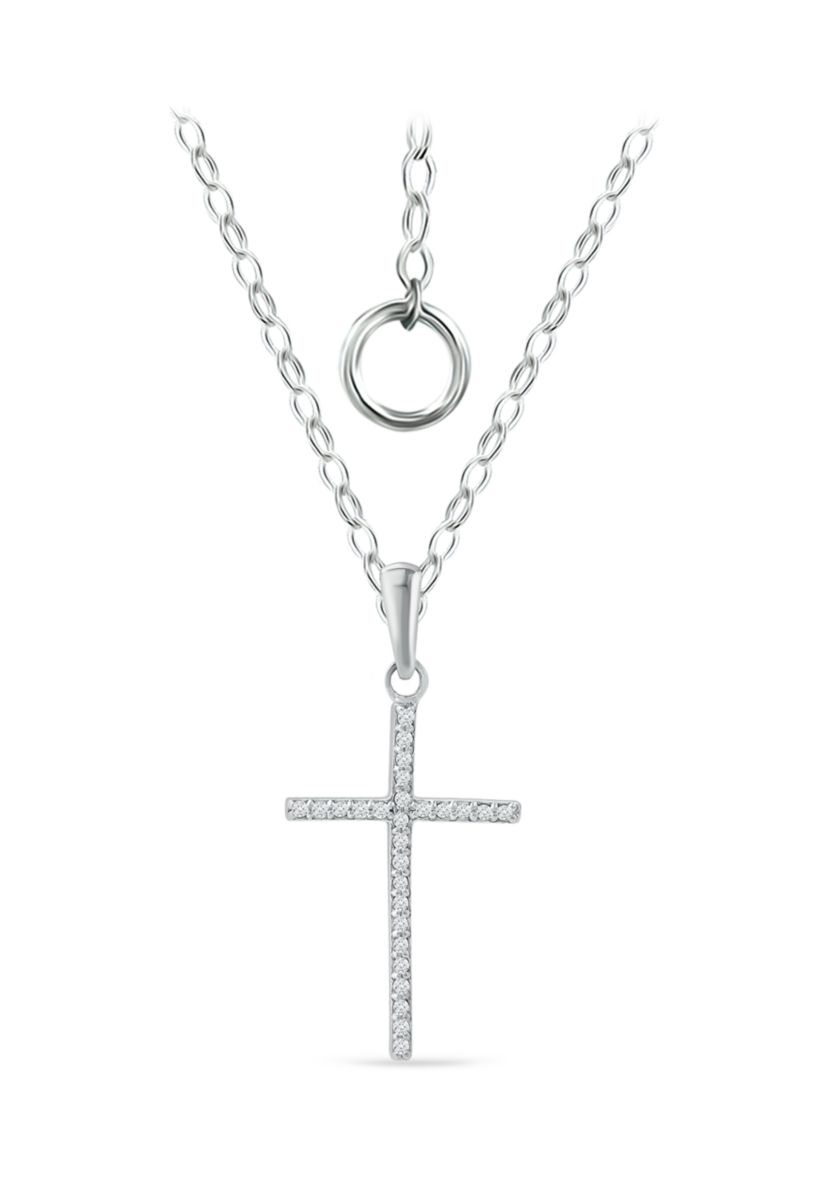 1/8 ct. t.w. Diamond Cross Pendant Necklace in Sterling Silver