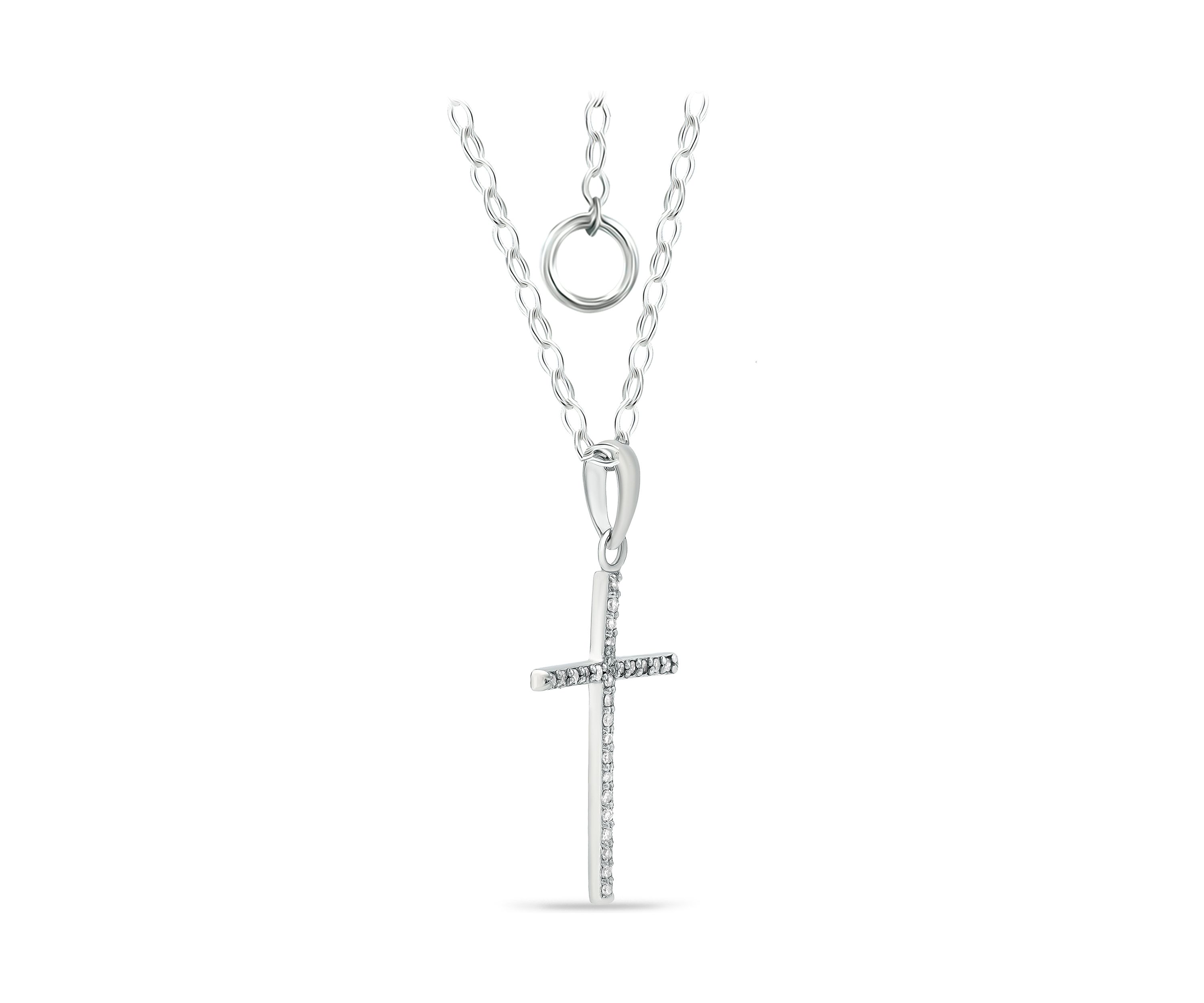 1/8 ct. t.w. Diamond Cross Pendant Necklace in Sterling Silver