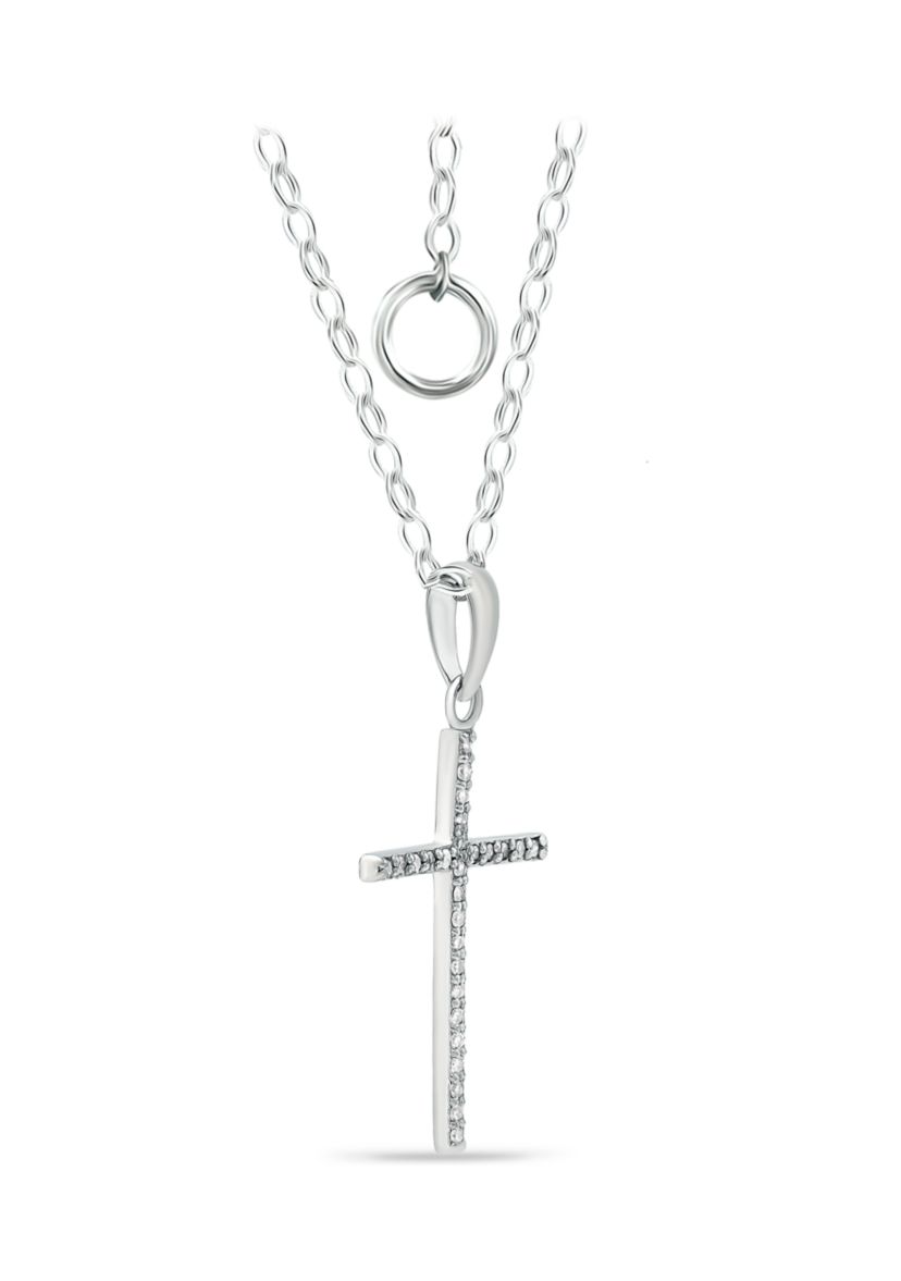 1/8 ct. t.w. Diamond Cross Pendant Necklace in Sterling Silver