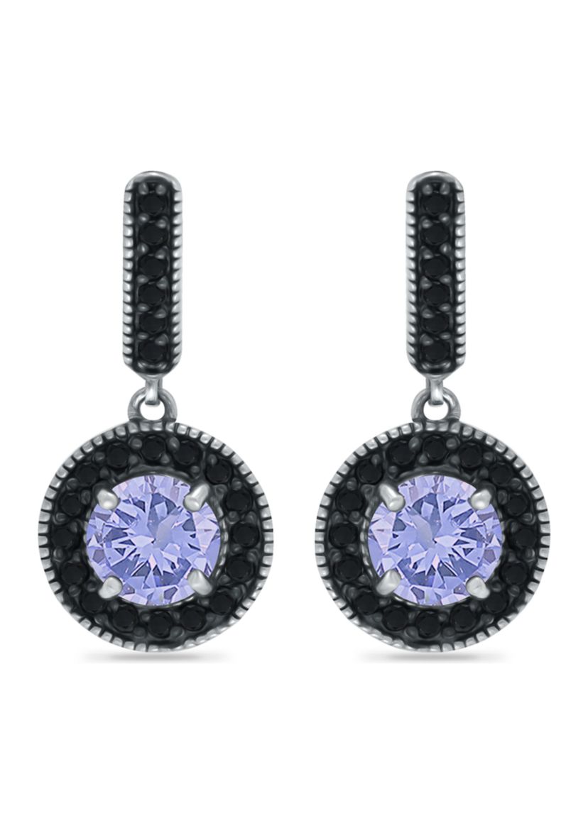  1.6 ct. t.w. Amethyst and 1/2 ct. t.w. Black Spinel Drop Earrings in Sterling Silver
