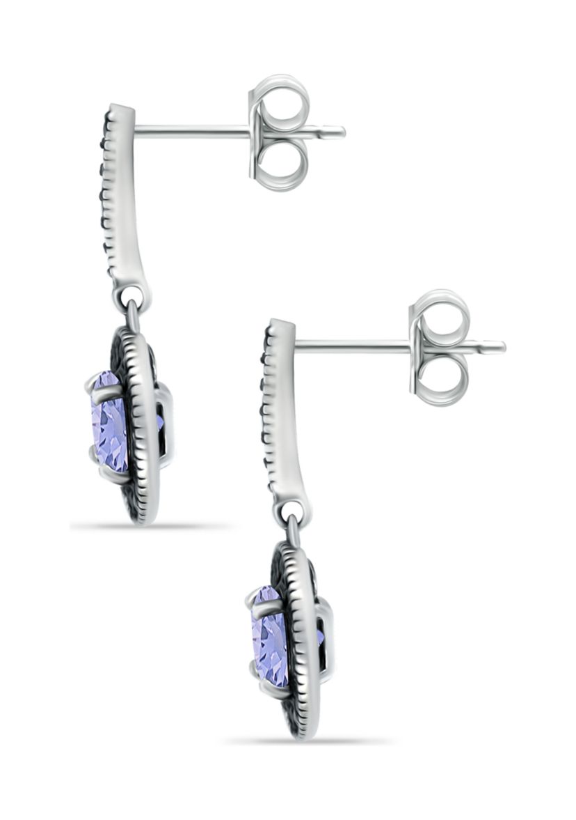  1.6 ct. t.w. Amethyst and 1/2 ct. t.w. Black Spinel Drop Earrings in Sterling Silver