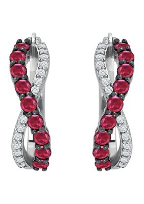 Belk & Co Lab Created 1.7 ct. t.w. Created Pink and White Sapphire Infinity Hoop Earrings, Sterling Silver