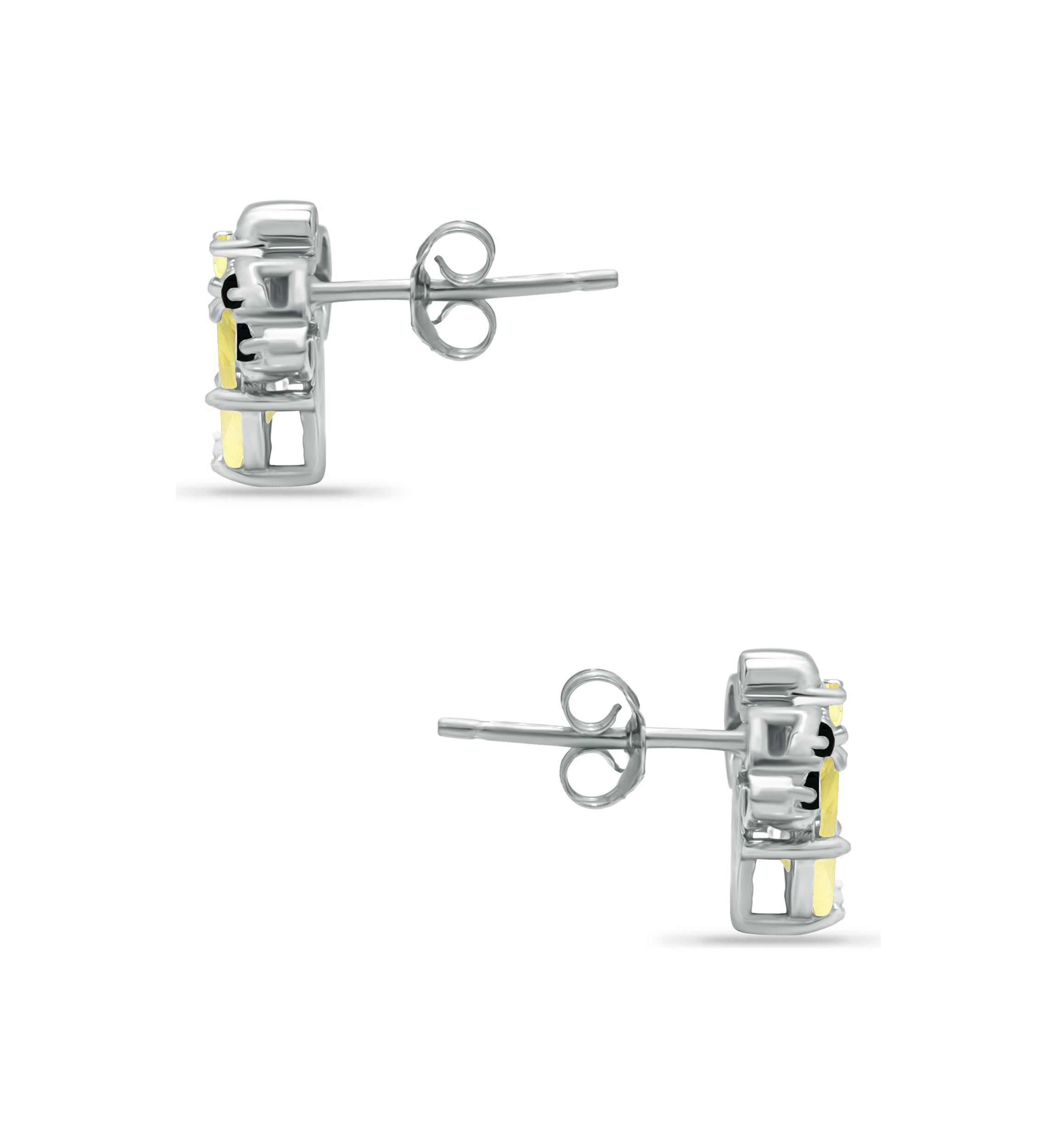1 ct. t.w. Citrine and Black Spinel Bee Earrings, Sterling Silver