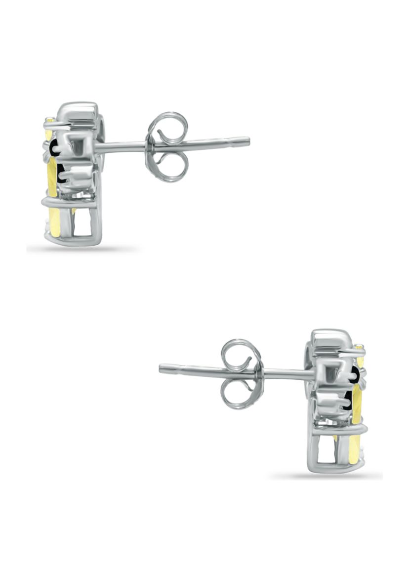 1 ct. t.w. Citrine and Black Spinel Bee Earrings, Sterling Silver