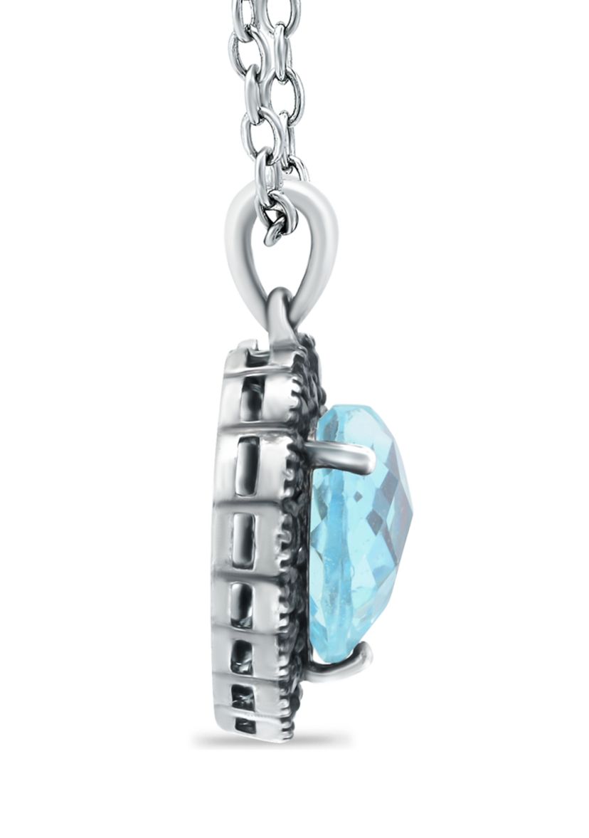 4.5 ct. t.w. Blue Topaz and 1 ct. t.w. Black Spinel Heart Pendant Necklace in Sterling Silver