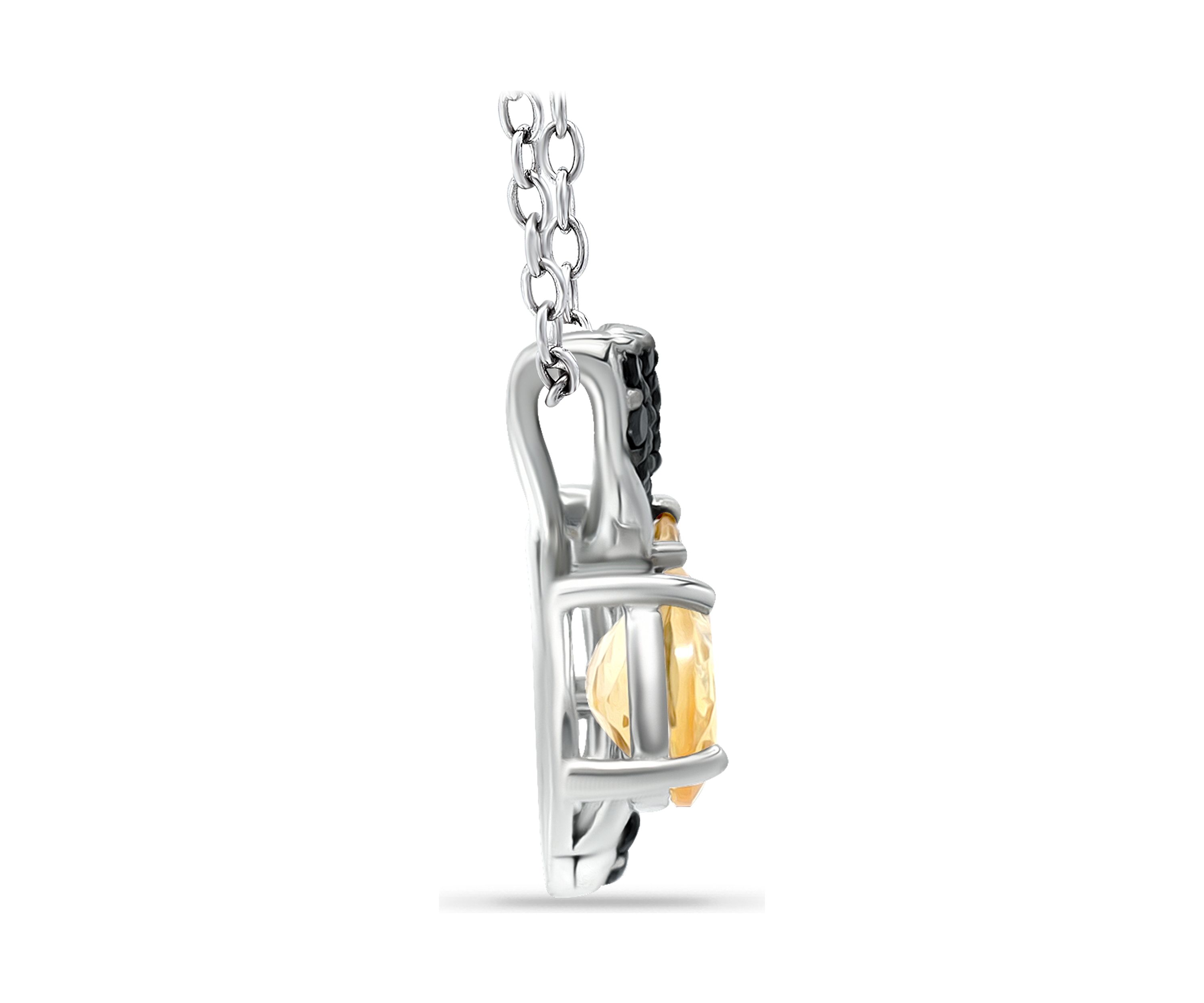1.24 ct. t.w. Citrine and Black Spinel Bee Necklace, Sterling Silver