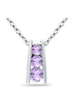 3/8 ct. t.w. Amethyst 3-Stone Ladder Pendant Necklace in Sterling Silver