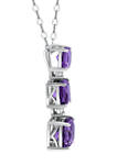2.43 ct. t.w. Amethyst and Created White Sapphire 3-Stone Necklace on 18 Inch Chain, Sterling Silver