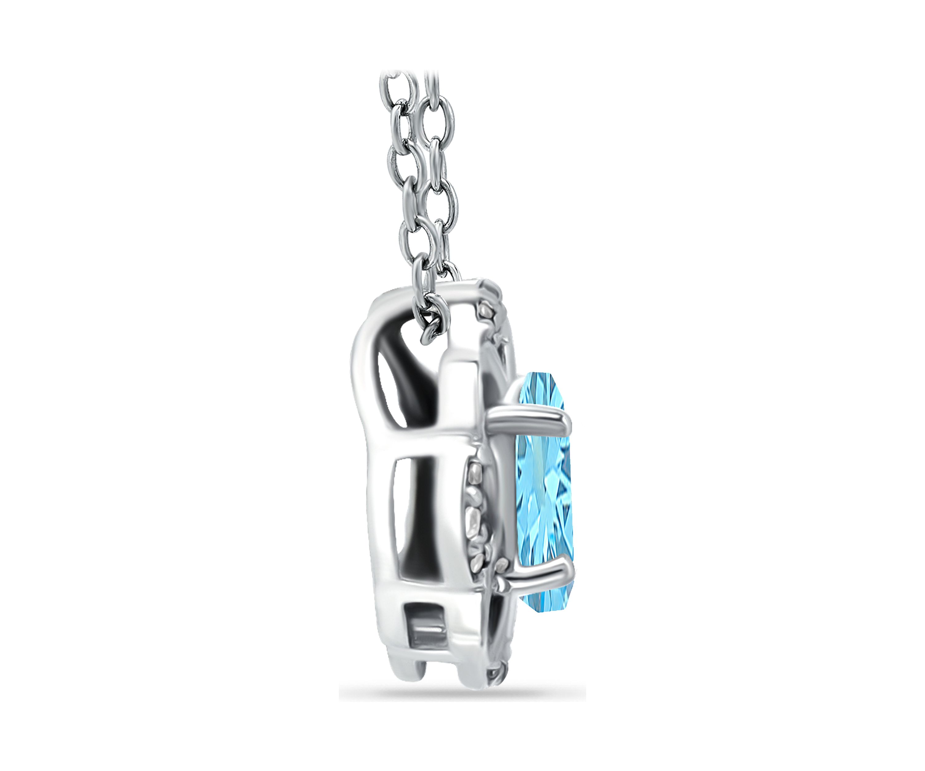 7/8 ct. t.w. Blue and White Topaz Flower Necklace, Sterling Silver