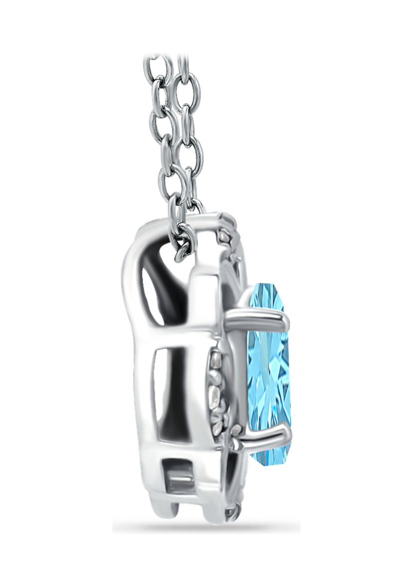 7/8 ct. t.w. Blue and White Topaz Flower Necklace, Sterling Silver