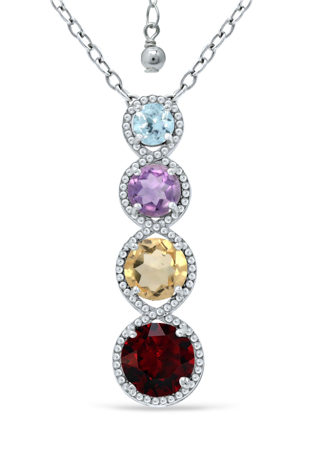2.7 ct. t.w. Multi Gem Stick Pendant Necklace in Sterling Silver