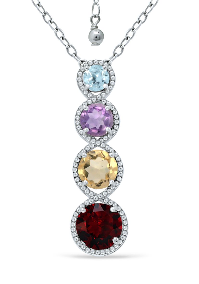 2.7 ct. t.w. Multi Gem Stick Pendant Necklace in Sterling Silver