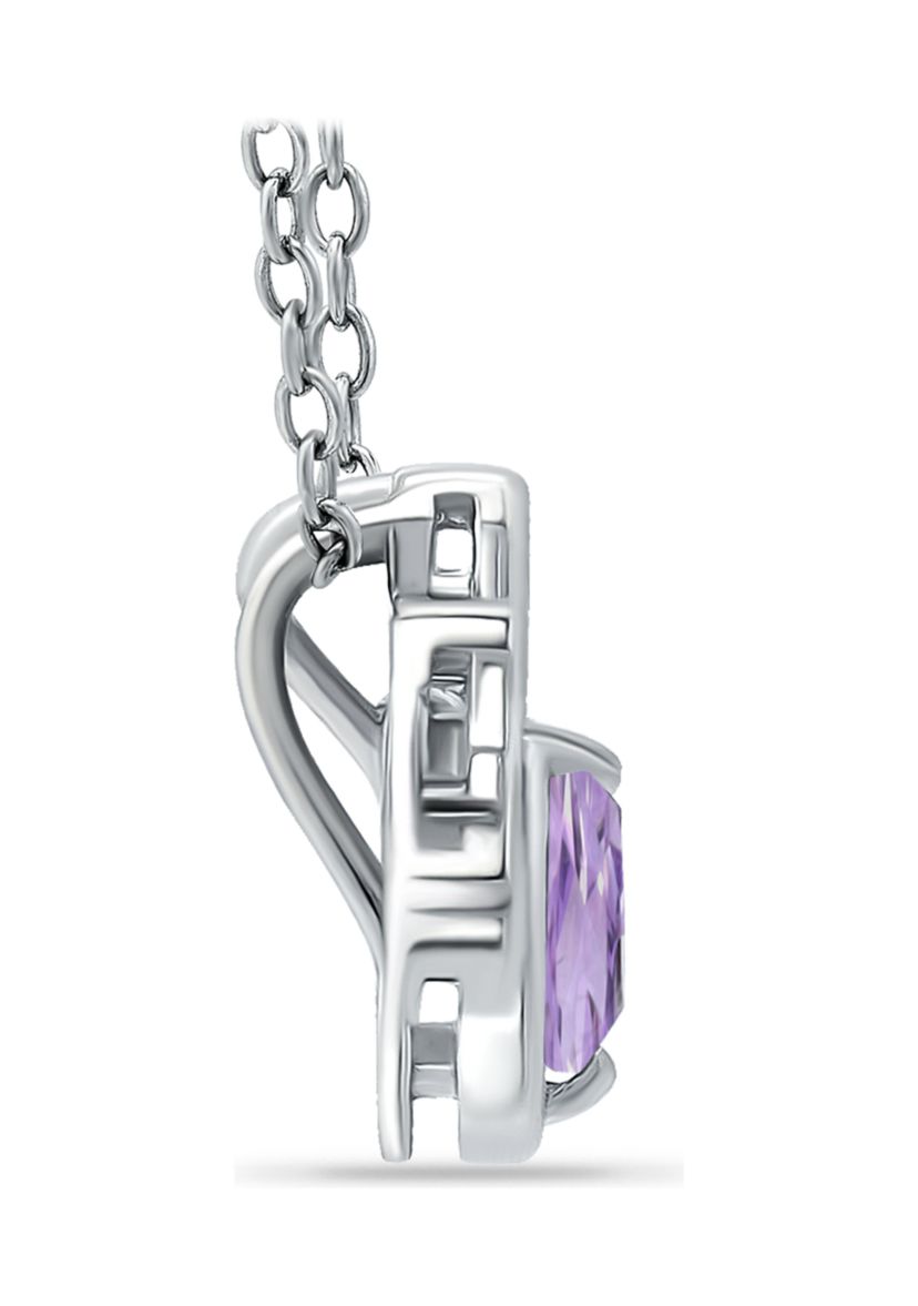 5/8 ct. t.w. Amethyst and White Topaz Paw Necklace, Sterling Silver