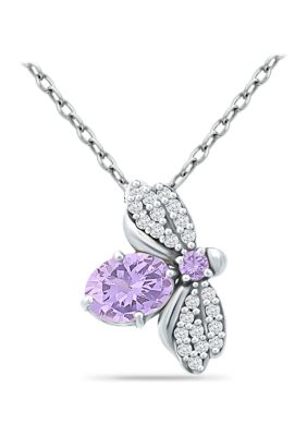 Belk & Co 1.32 Ct. T.w. Amethyst And White Topaz Bee Necklace, Sterling Silver
