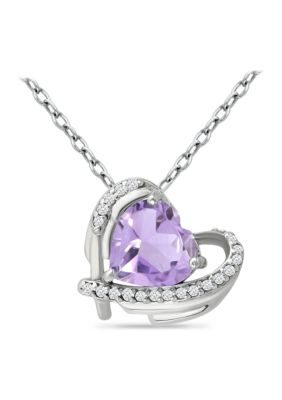 Belk & Co 1.54 Ct. T.w. Amethyst And White Topaz Heart Necklace, Sterling Silver