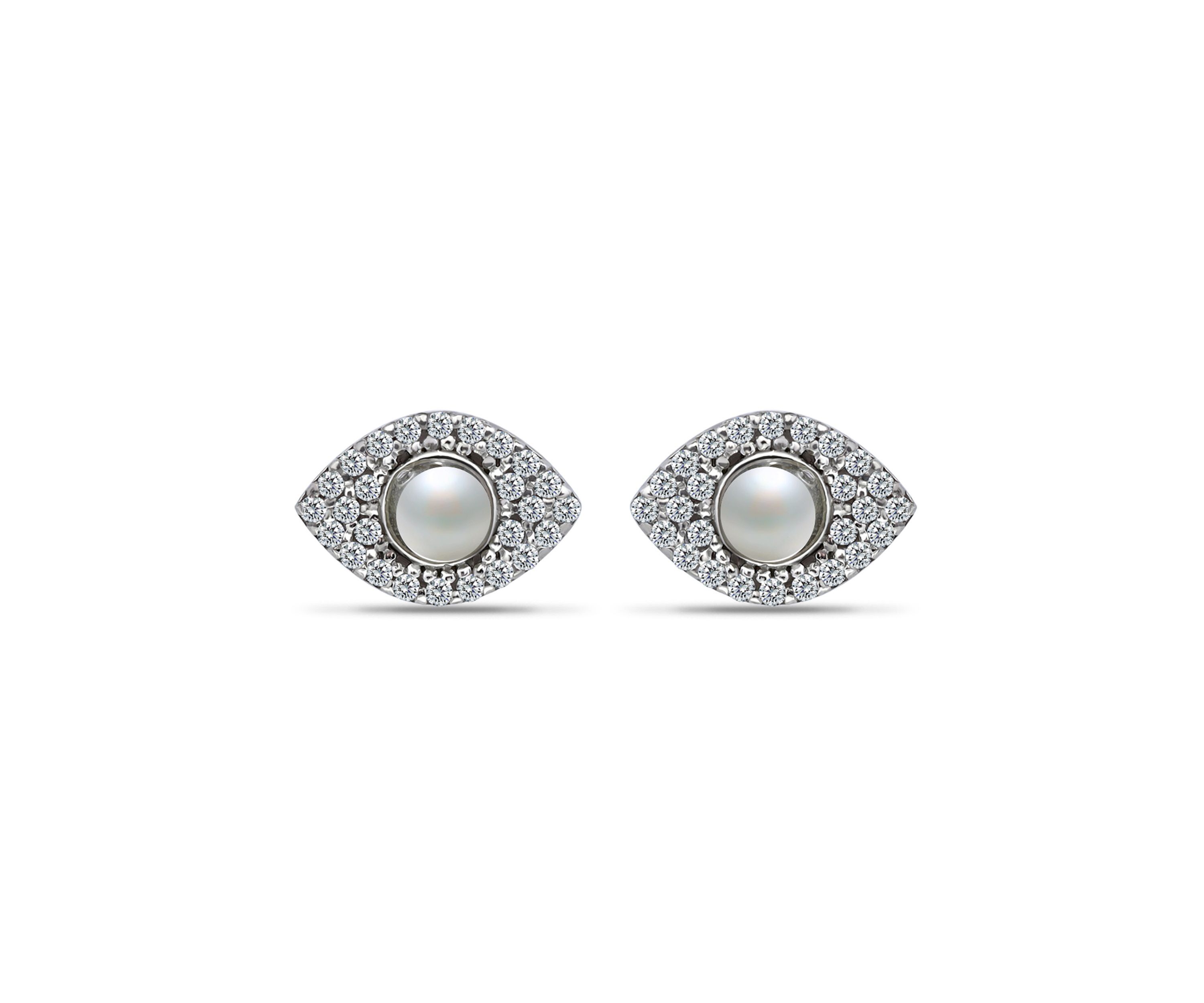 1.36 Cttw 4mm Freshwater Pearl Cubic Zirconia Marquise Shape Drop Earrings, Sterling Silver