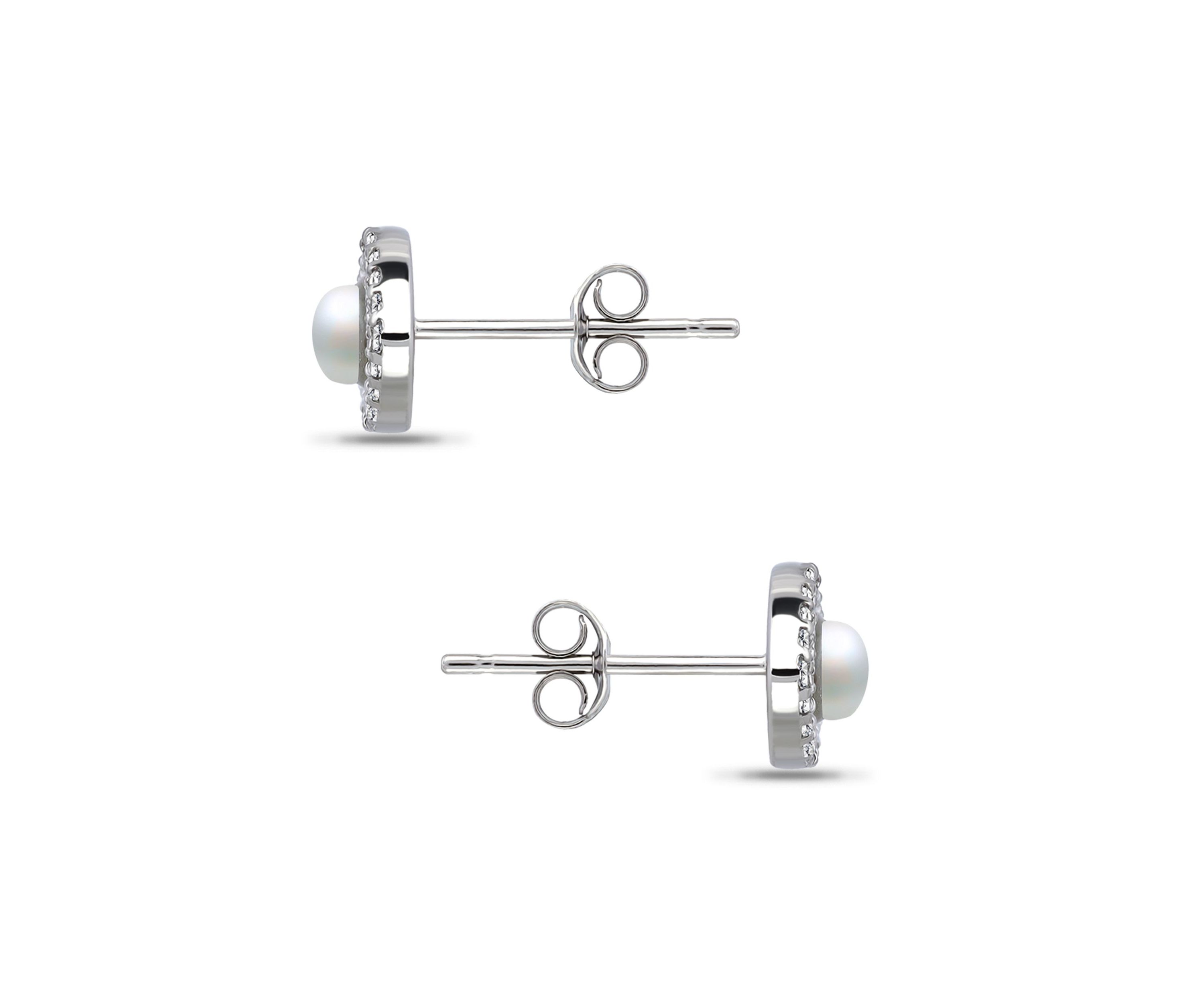 1.36 Cttw 4mm Freshwater Pearl Cubic Zirconia Marquise Shape Drop Earrings, Sterling Silver