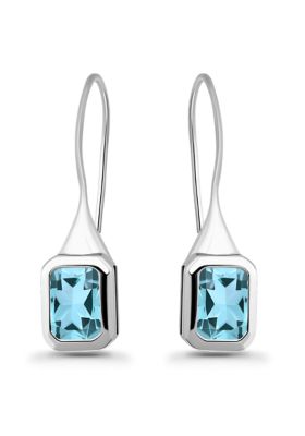 Belk & Co Semi Precious Bezel Set Octogon Cut Stone Sterling Silver Hardwire Fishhook Earrings