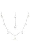 Fresh Water Pearl Drop Station Necklace in Sterling Silver