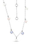 Fresh Water Multi Color Pearl Drop Station Necklace in Sterling Silver
