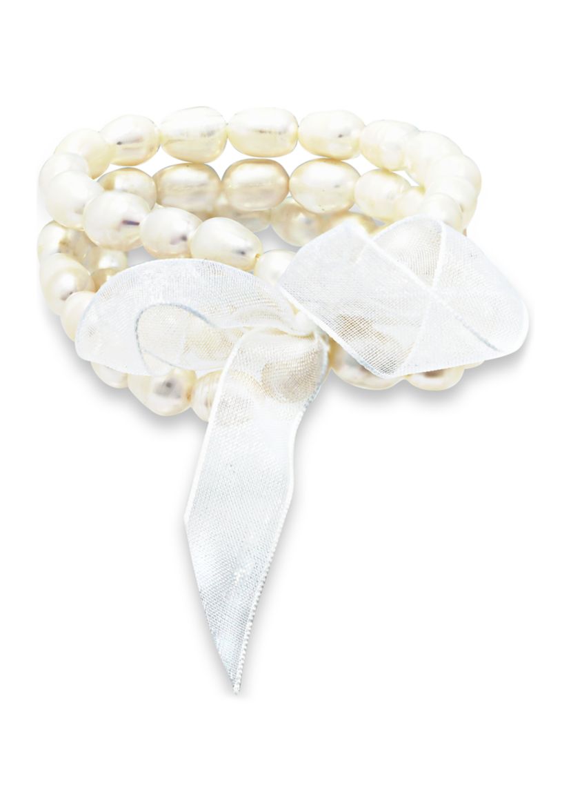 Fresh Water Pearl 3 Strand Stretch Bracelet