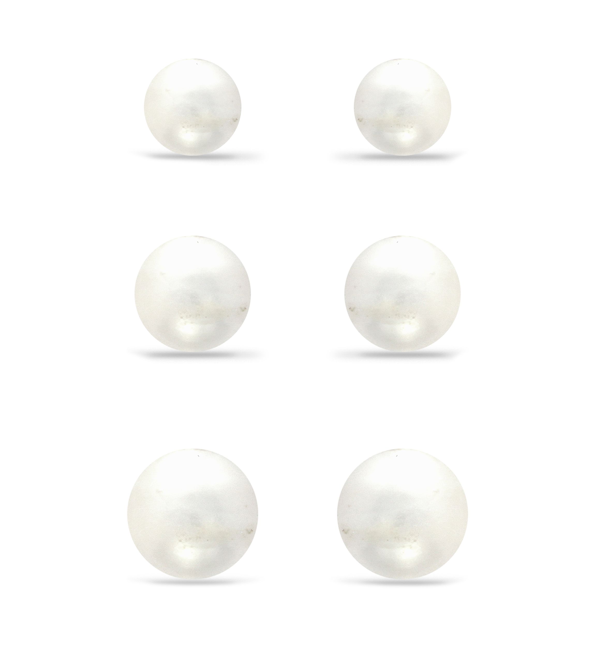 Fresh Water Pearl Stud Earrings 3-Piece Set in Sterling Silver