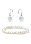 2 Piece Freshwater Pearl Earrings and Bracelet Set in Sterling Silver