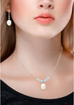 Fresh Water Pearl and Silver Bead Necklace Earring 2-Piece Set in Sterling Silver