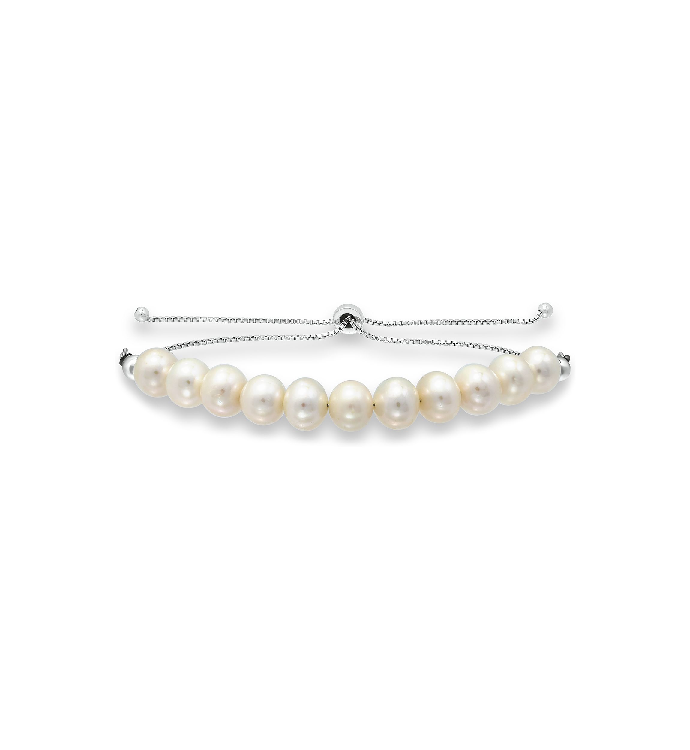 8 Millimeter Freshwater Pearl Bolo Bracelet in Sterling Silver