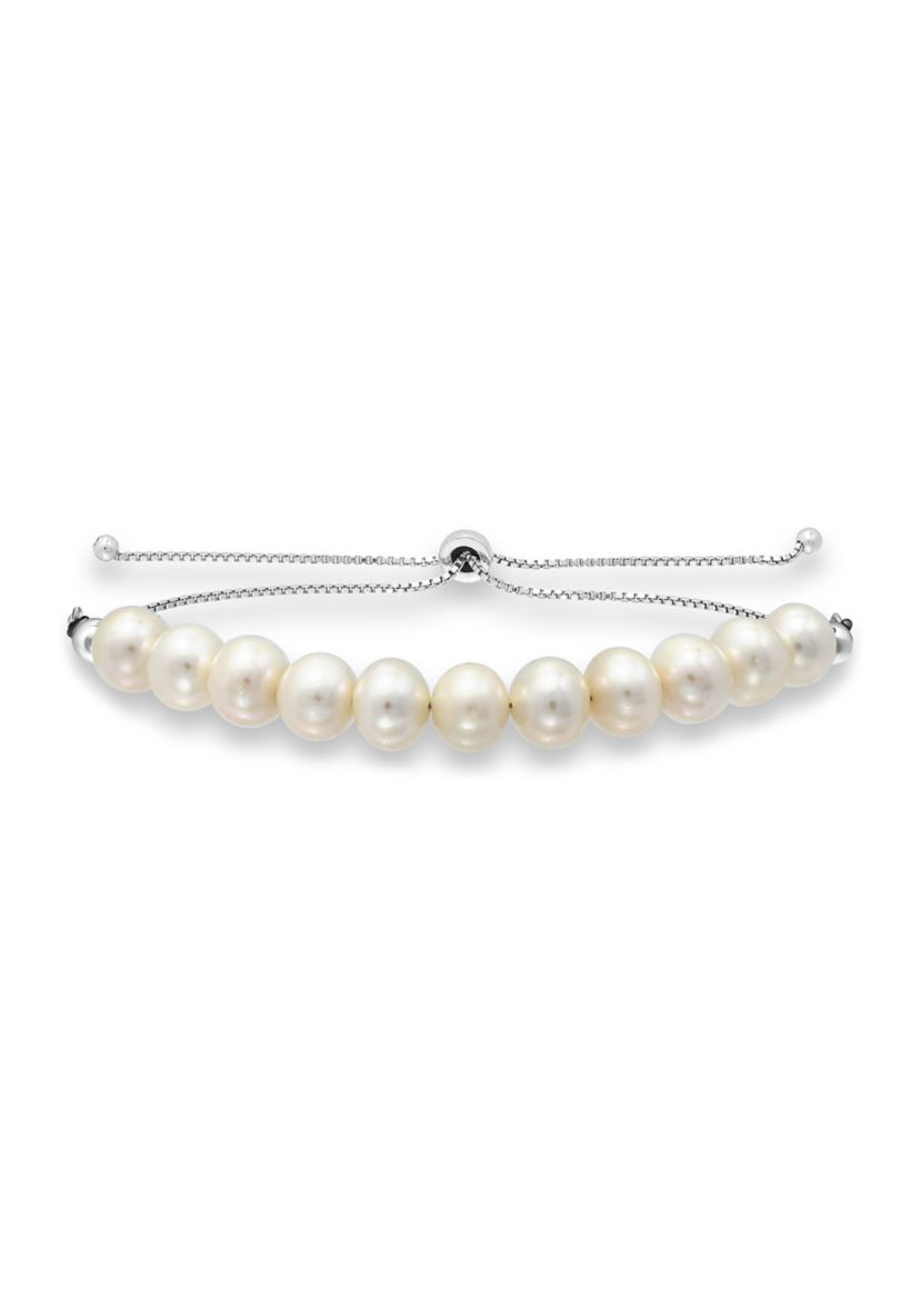 8 Millimeter Freshwater Pearl Bolo Bracelet in Sterling Silver
