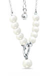 Fresh Water Pearl Link Drop Necklace in Sterling Silver