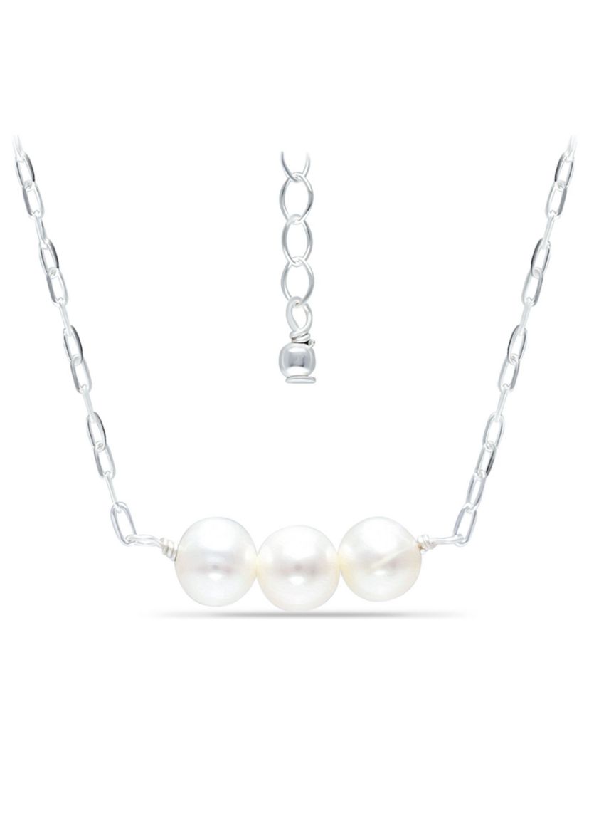 Fresh Water Pearl Paper Clip Chain Necklace, Sterling Silver