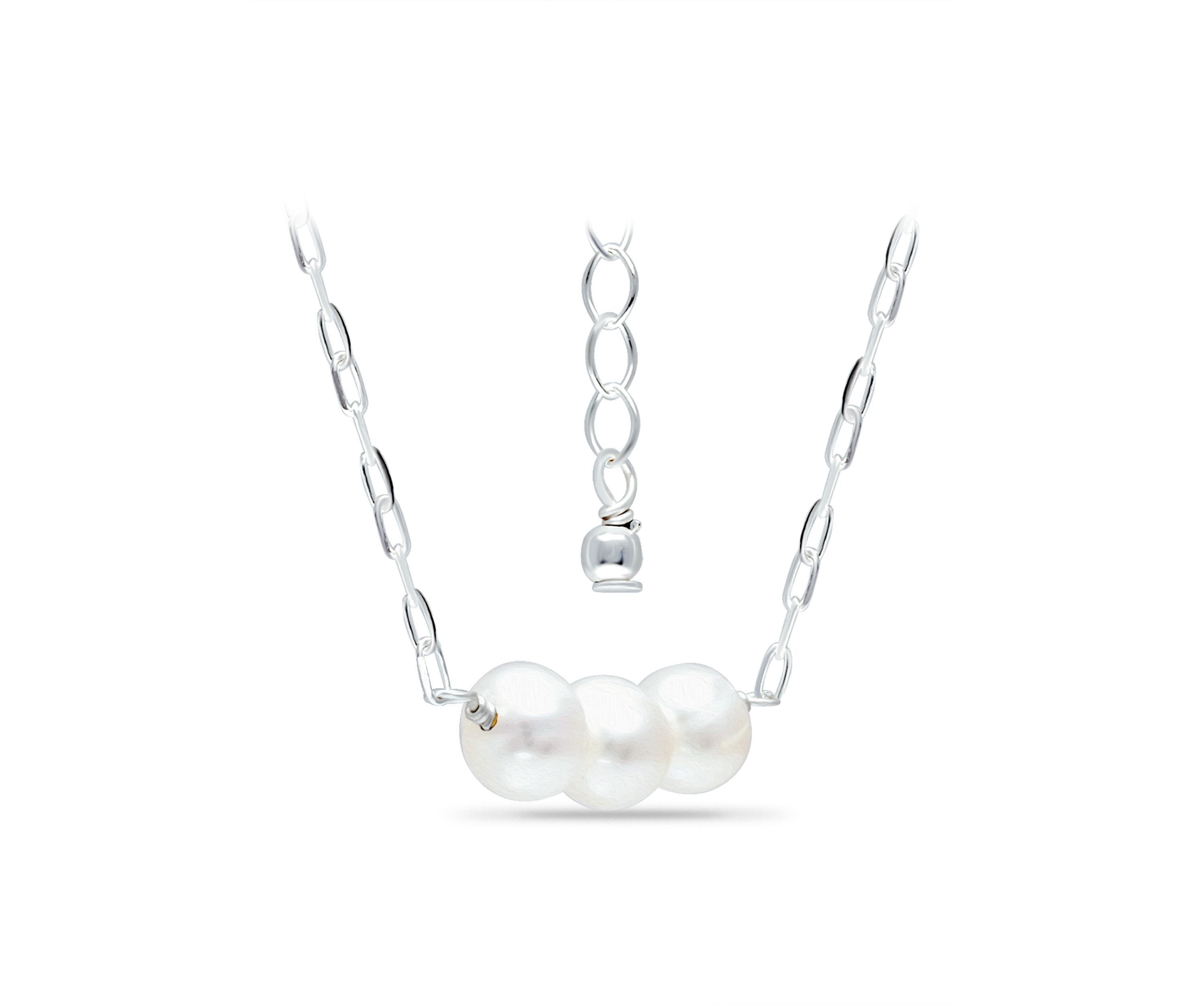 Fresh Water Pearl Paper Clip Chain Necklace, Sterling Silver