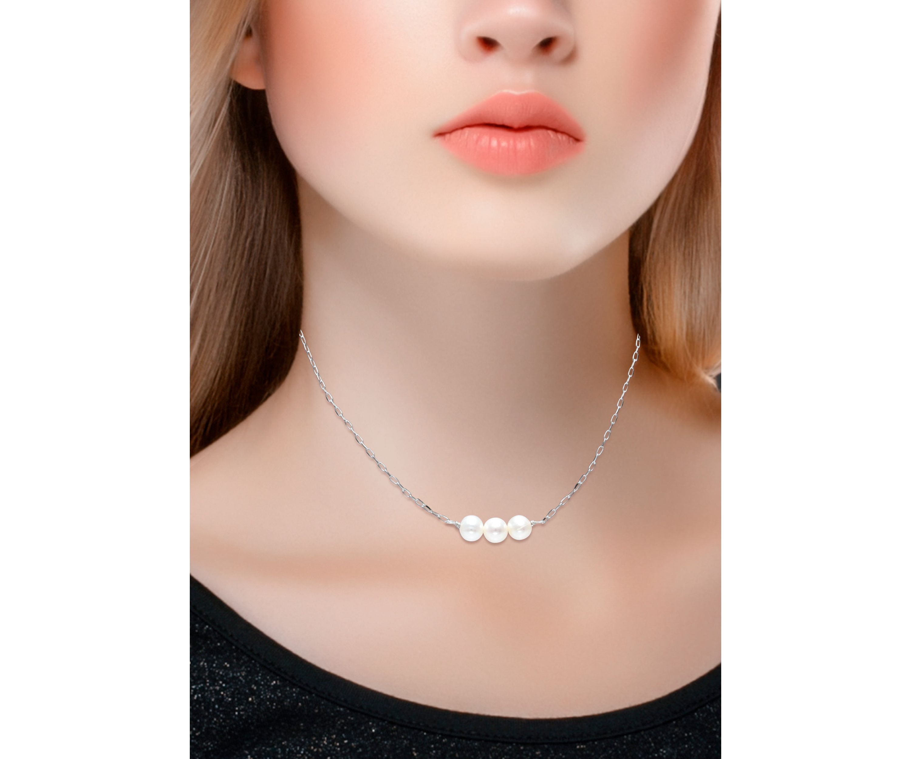 Fresh Water Pearl Paper Clip Chain Necklace, Sterling Silver