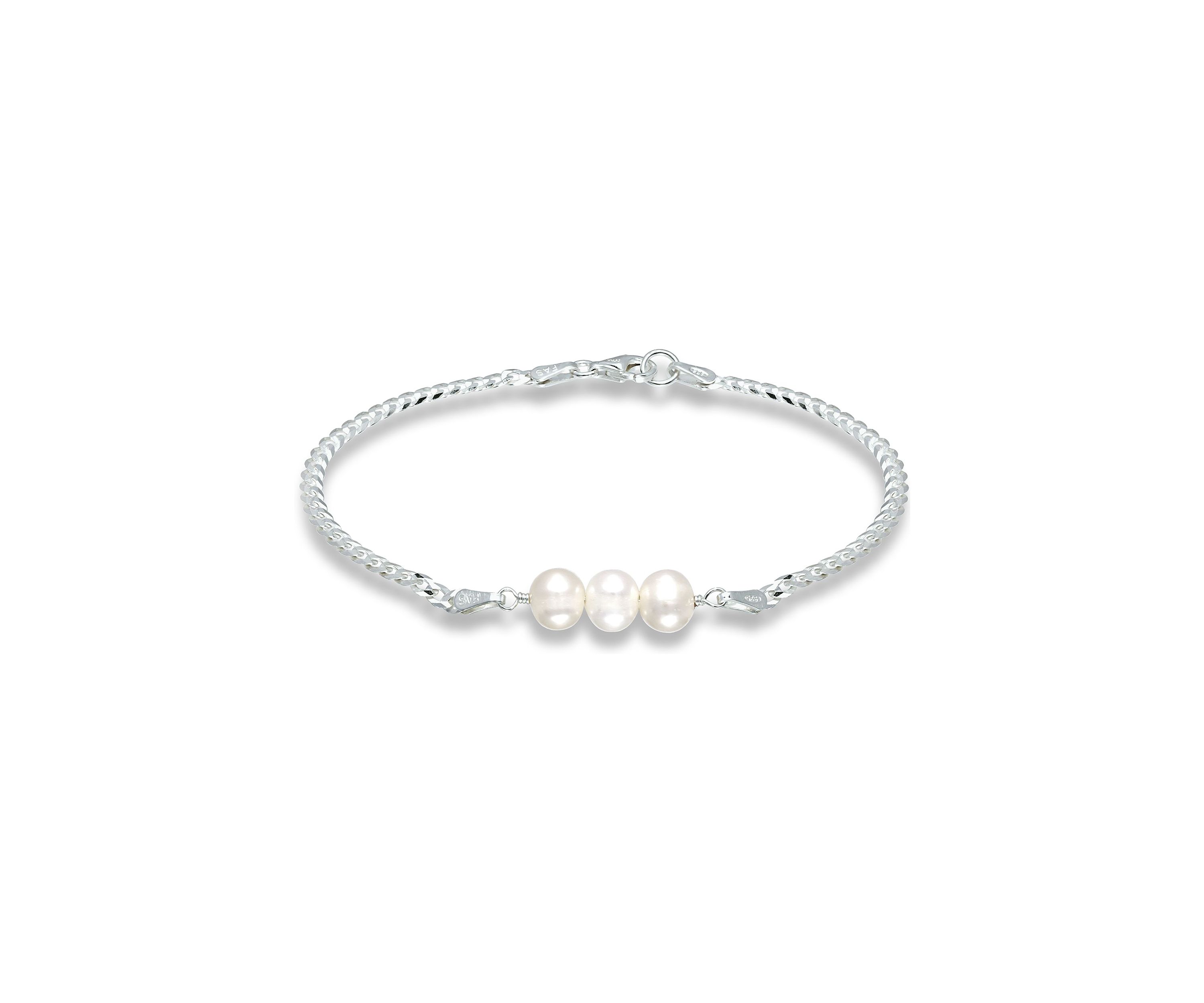 Fresh Water Pearl Curb Chain Necklace, Sterling Silver